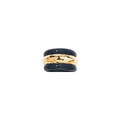 Bague Aurélie Bidermann Nazca en métal doré à l'or 18 carats et résine - Noir
