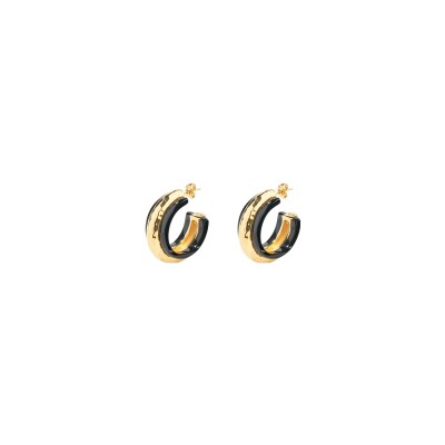 Boucles d'oreilles Aurélie Bidermann Nazca en métal doré à l'or 18 carats et résine - Noir