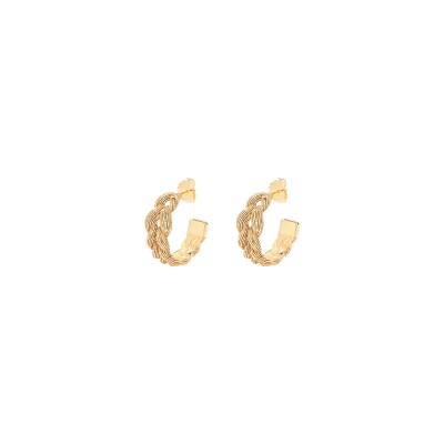 Boucles d'oreilles créoles Aurélie Bidermann Grisell en métal doré à l'or 18 carats