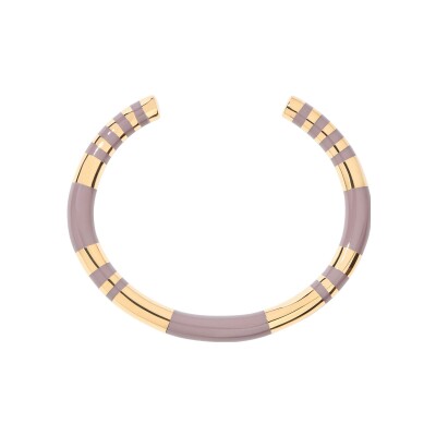 Bracelet jonc Aurélie Bidermann Positano en métal doré à l'or 18 carats et résine - Noisette