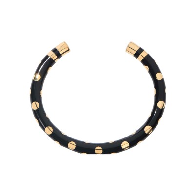 Bracelet jonc Aurélie Bidermann Positano en métal doré à l'or 18 carats et résine