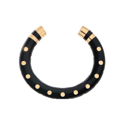 Bracelet jonc Aurélie Bidermann Positano en métal doré à l'or 18 carats et résine