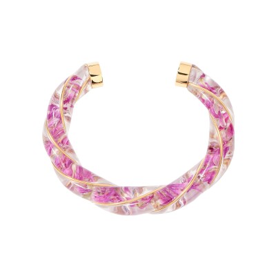 Bracelet jonc Aurélie Bidermann Diana en métal doré à l'or 18 carats et bakélite