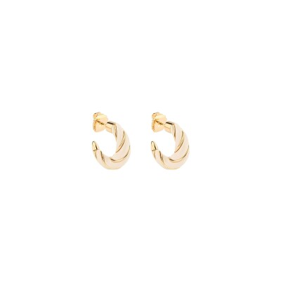 Boucles d'oreilles créoles Aurélie Bidermann Diana en métal doré à l'or 18 carats et bakélite - Ivoire