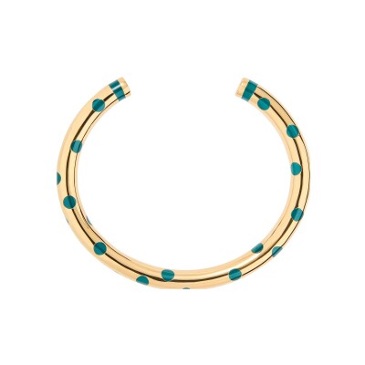 Bracelet jonc Aurélie Bidermann Positano en métal doré à l'or 18 carats et résine - Vert Émeraude