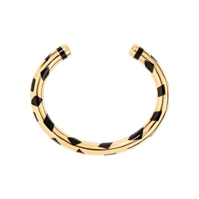 Bracelet Aurélie Bidermann Positano en métal doré à l'or 18 carats et résine - Noir