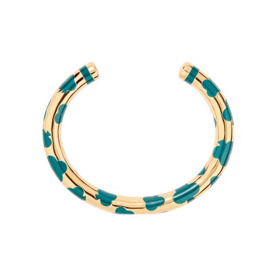 Bracelet Aurélie Bidermann Positano en métal doré à l'or 18 carats et résine - Émeraude