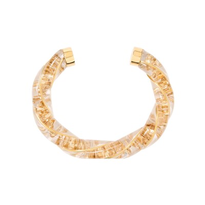 Bracelet jonc Aurélie Bidermann Diana en métal doré à l'or 18 carats et bakélite - Doré
