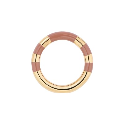Bague Aurélie Bidermann Positano en résine et laiton plaqué or, capuccino