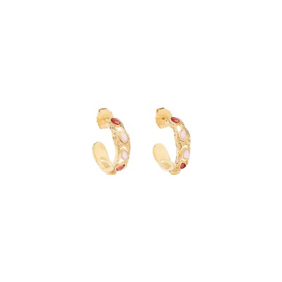 Boucles d'oreilles Aurélie Bidermann Atalide en laiton plaqué or, opale rose et grenat