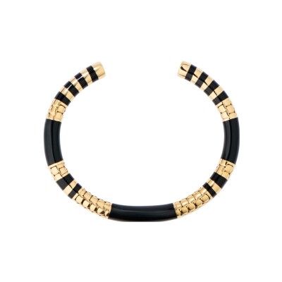Bracelet Aurélie Bidermann Positano en résine et métal doré à l'or 18 carats - Noir