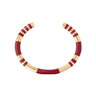 Bracelet Aurélie Bidermann Positano en résine et laiton plaqué or, bordeaux