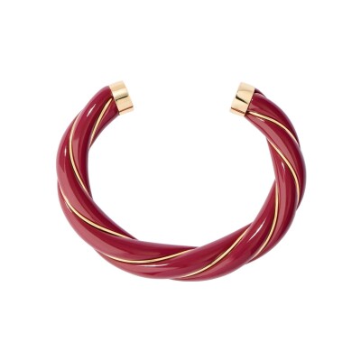 Bracelet Aurélie Bidermann Diana en résine et laiton plaqué or, bordeaux