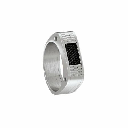 Bague Jourdan Bijoux Ymir en acier PVD noir