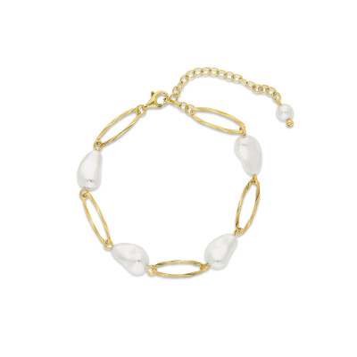 Bracelet Spark Biseri  en argent plaqué or jaune et perles synthétiques