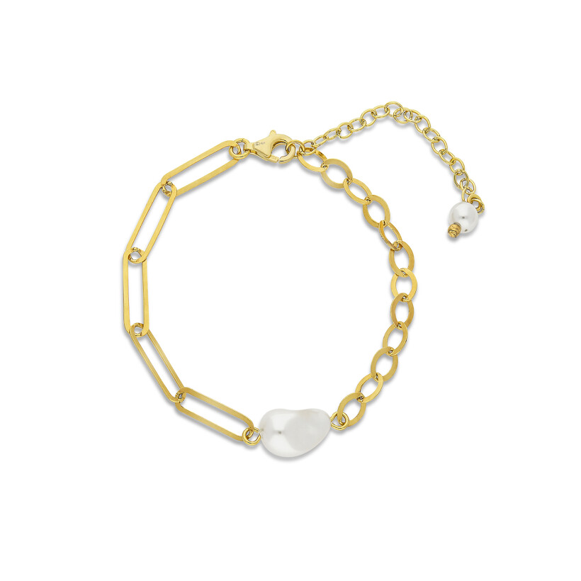 Bracelet Spark Perla en argent plaqué or jaune et perles synthétiques