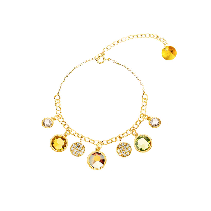 Bracelet Spark Sunny en argent plaqué or jaune et cristaux