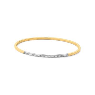 Bracelet jonc en or bicolore et diamants 0.22ct