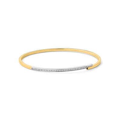 Bracelet jonc en or bicolore et diamants 0.22ct