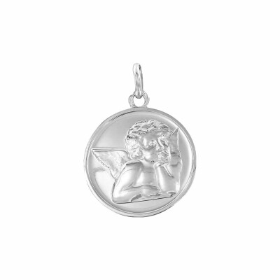 Arthus Bertrand Raphael's angel medal, 18mm, polished white gold