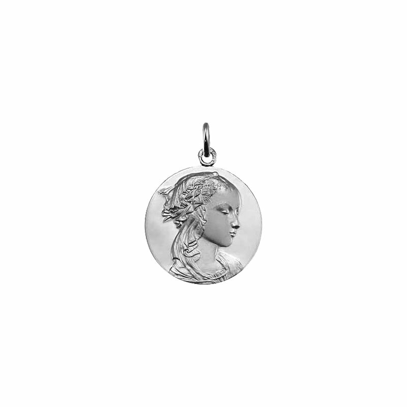 Médaille Arthus Bertrand Vierge Adorazione F. mince 18 mm or blanc poli-sablé