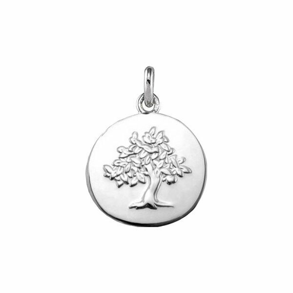 Arthus Bertrand pebble tree of life medal, 18mm, polished white gold