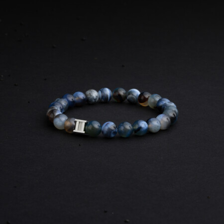 Bracelet Gemini en agate bleue 8mm