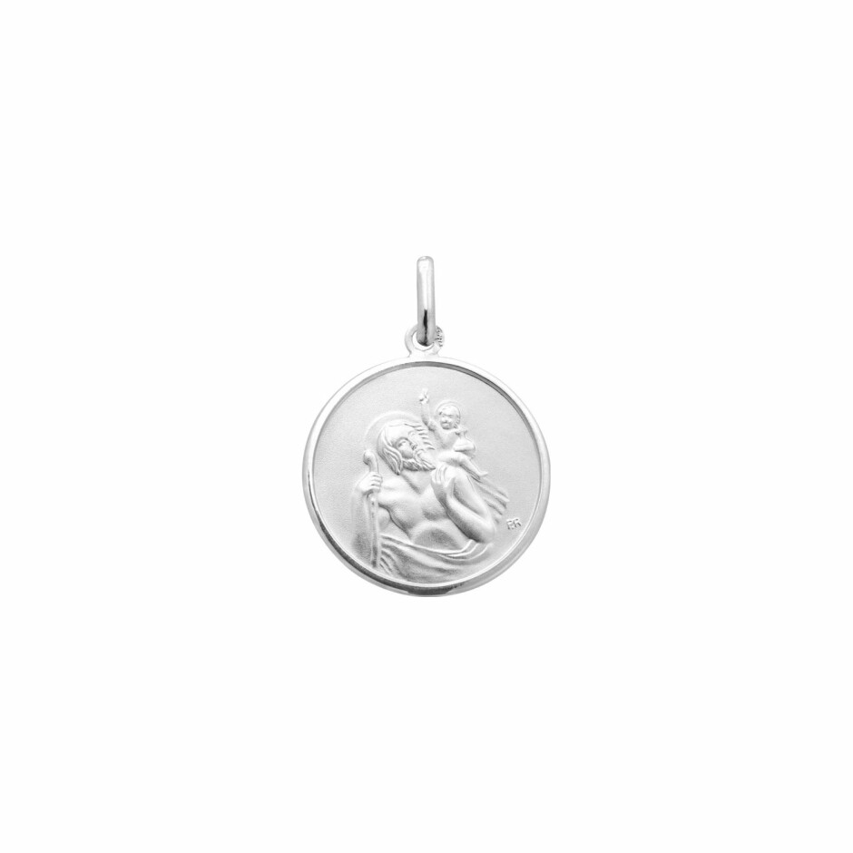 Médaille Augis St Christophe en or blanc, 16mm