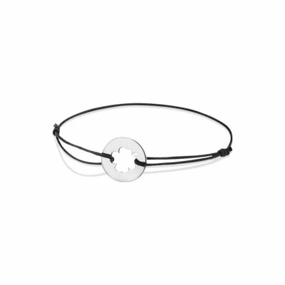 Bracelet sur cordon Augis trèfle en or blanc, 14mm