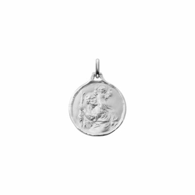 Médaille Augis St Christophe en or blanc, 18mm