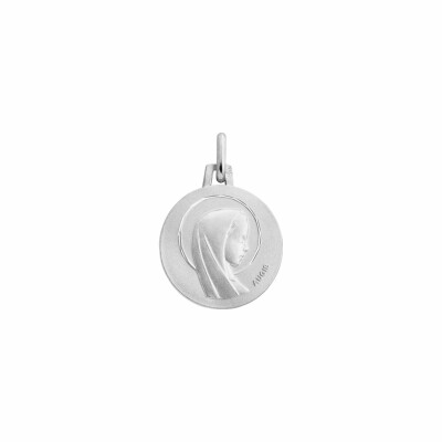 Médaille Augis Vierge auréole facetée en or blanc, 16mm