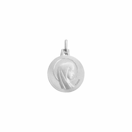 Médaille Augis Vierge auréole facetée en or blanc, 16mm