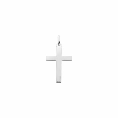 Médaille Augis Croix unie en or blanc, 22x15mm