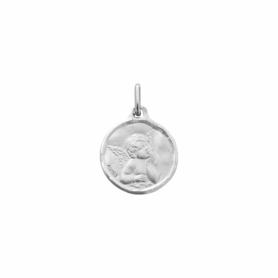 Médaille Augis Ange Raphaël en or blanc, 16mm