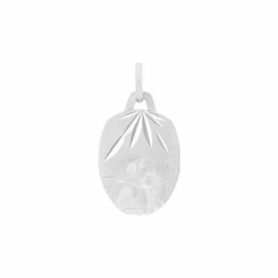 Médaille de baptême Augis Ange de Raphaël en or blanc, 16mm