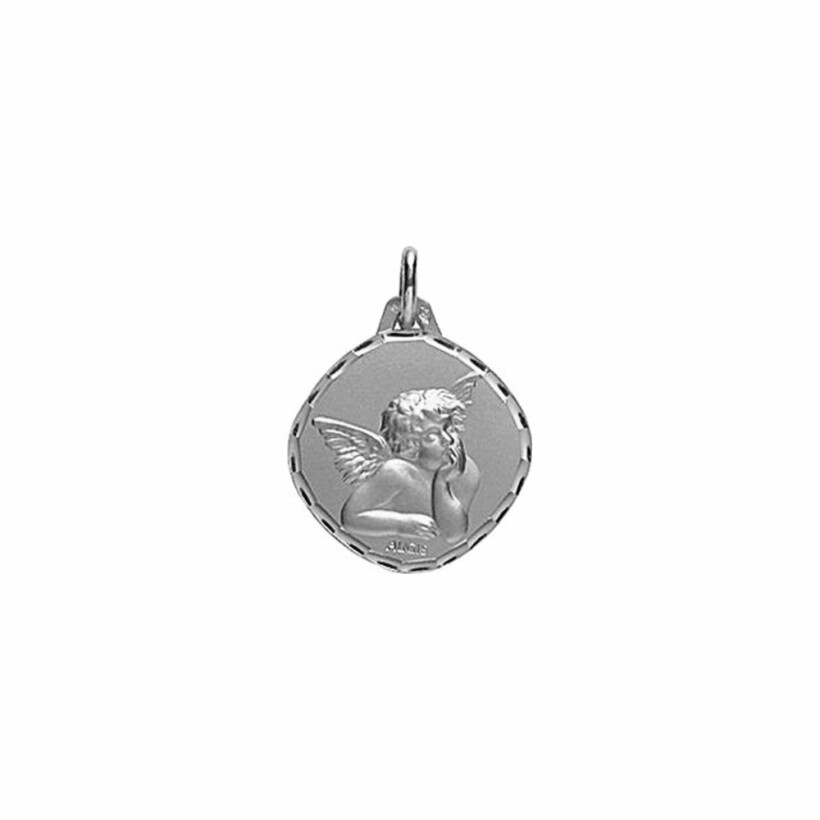 Médaille Augis Ange de Raphaël en or blanc, 15mm