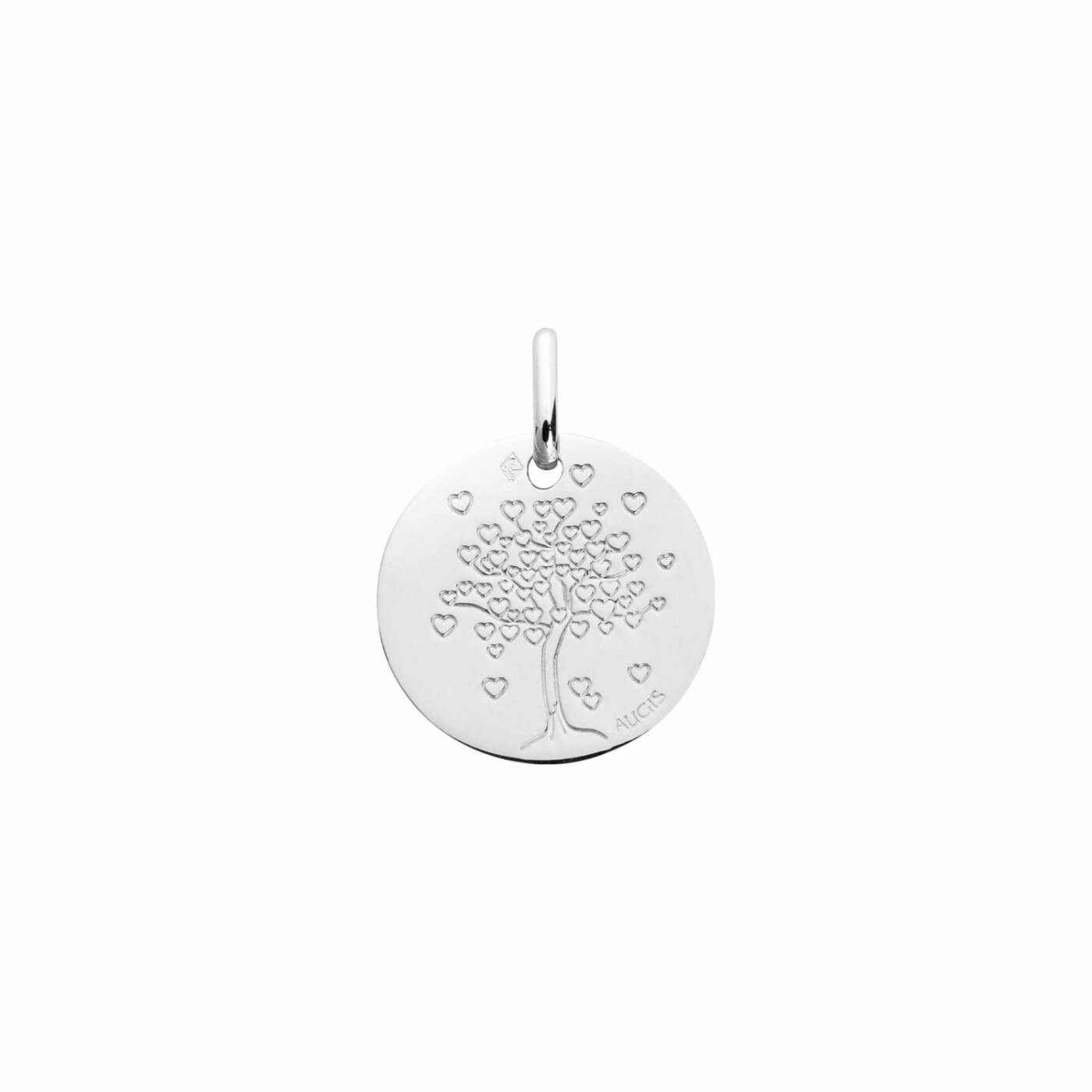 Médaille Augis Arbre aux cœurs en or blanc, 14mm