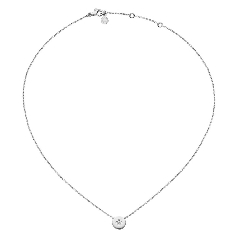 Collier Arthus Bertrand Royale motif 9 mm diamant H-SI 0,10 ct or blanc