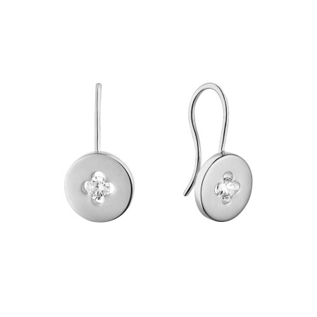 Boucles d'oreilles Arthus Bertrand Dormeuses Royale motif PM diamants H-SI 2*0,10 ct or blanc