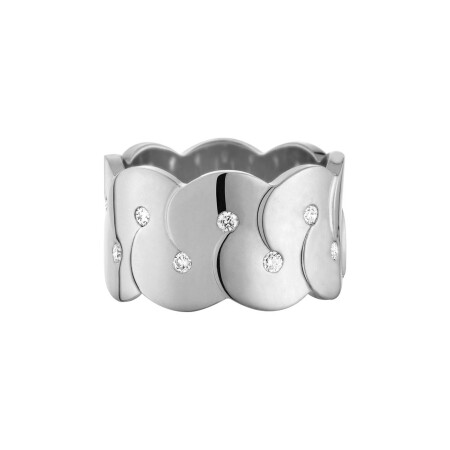 Bague ruban Arthus Bertrand Enlacé 8 diamants sertis sur or blanc G/H-SI 0,16 ct T 54