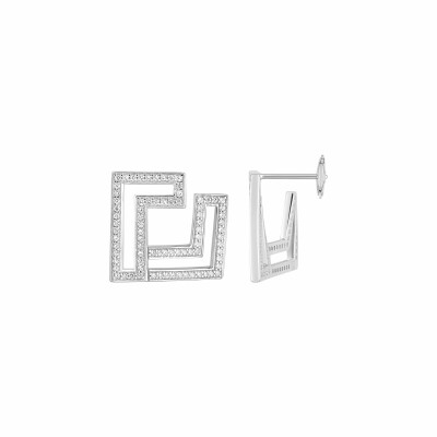 Boucles d'oreilles Guy Laroche en argent rhodié et oxydes de zirconium