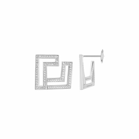 Boucles d'oreilles Guy Laroche en argent rhodié et oxydes de zirconium