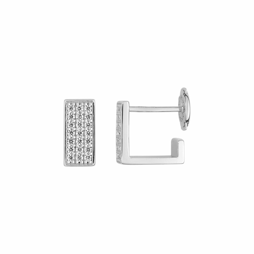 Boucles d'oreilles Guy Laroche en argent rhodié et oxydes de zirconium