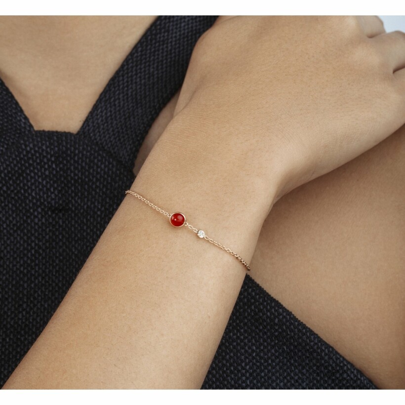 Bracelet chaîne Piaget Possession en or rose, cornaline et diamant