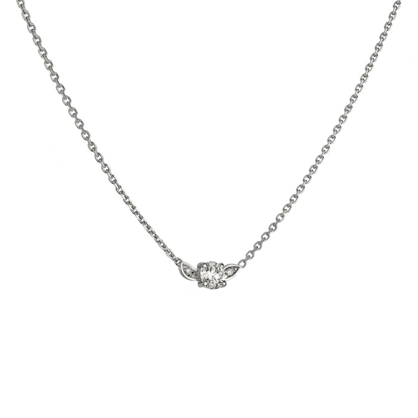 Collier Arthus Bertrand Elisa Centre or blanc, diamant 0.50ct, 42cm