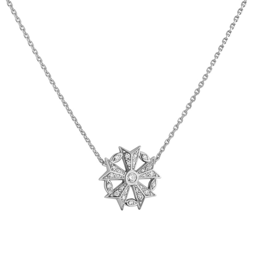 Collier Arthus Bertrand Gloria Etoilée or blanc, diamants 0.24 ct HSI, 42 cm