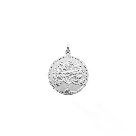 Médaille Arthus Bertrand Arbre de Vie Relief en or blanc sablé