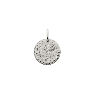 Médaille Arthus Bertrand Pluie d'Etoiles en or blanc et diamant, 18 mm