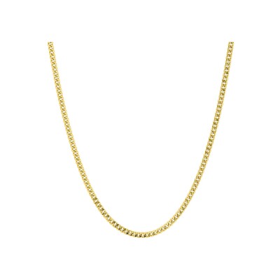 Chaîne maille gourmette lapidée en or jaune, taille 50cm