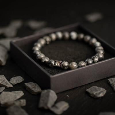 Bracelet Gemini Classics en acier et larvikite